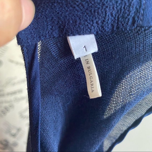 SANDRO PARIS Sleeveless navy Wrap Dress Embroidered back in size 1 or Small EUC - Picture 9 of 10